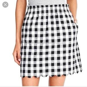 J. Crew Black and White Smocked Skater Mini Skirt